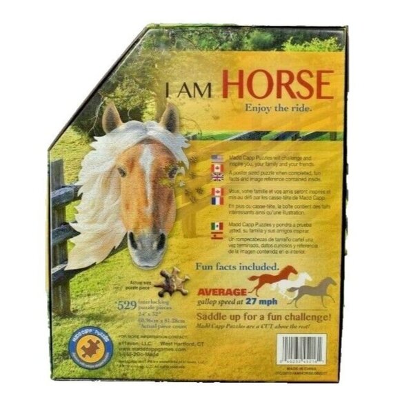 Madd Capp Puzzles I Am Horse 529 Piece Head Shaped Jigsaw Puzzle and Poster - Picture 2 of 7